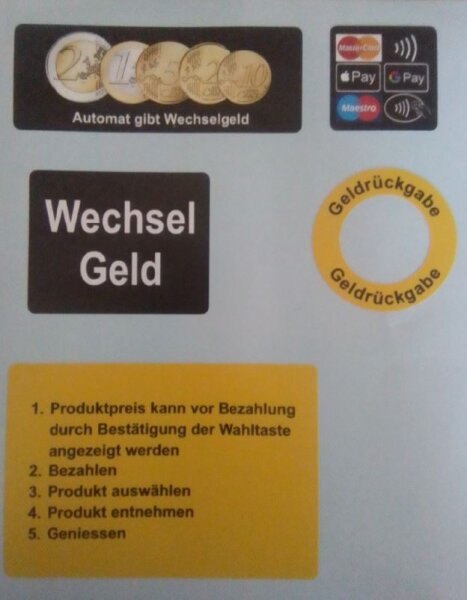 Aufkleber Geldrückgabe und Wechselgeld im Set Nr. 2