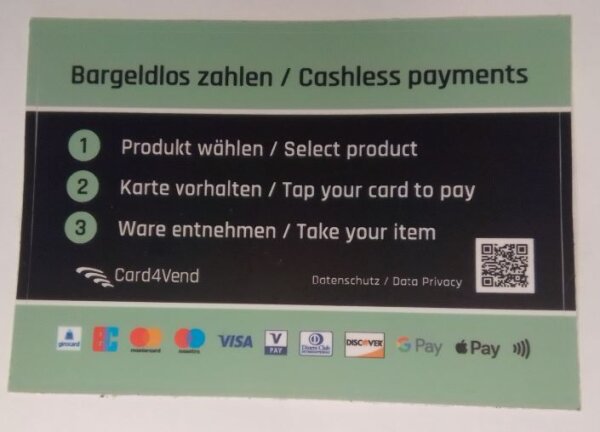 Aufkleber Kartenzahlungsgerät Benutzungsanleitung